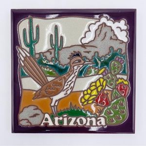 Arizona Art Tile Trivet By Masterworks Ceramic Cactus, Mountain, Desert, & Bird